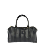 Fendi Grey/Black Leather Striped Boston Bag