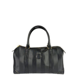 Fendi Grey/Black Leather Striped Boston Bag