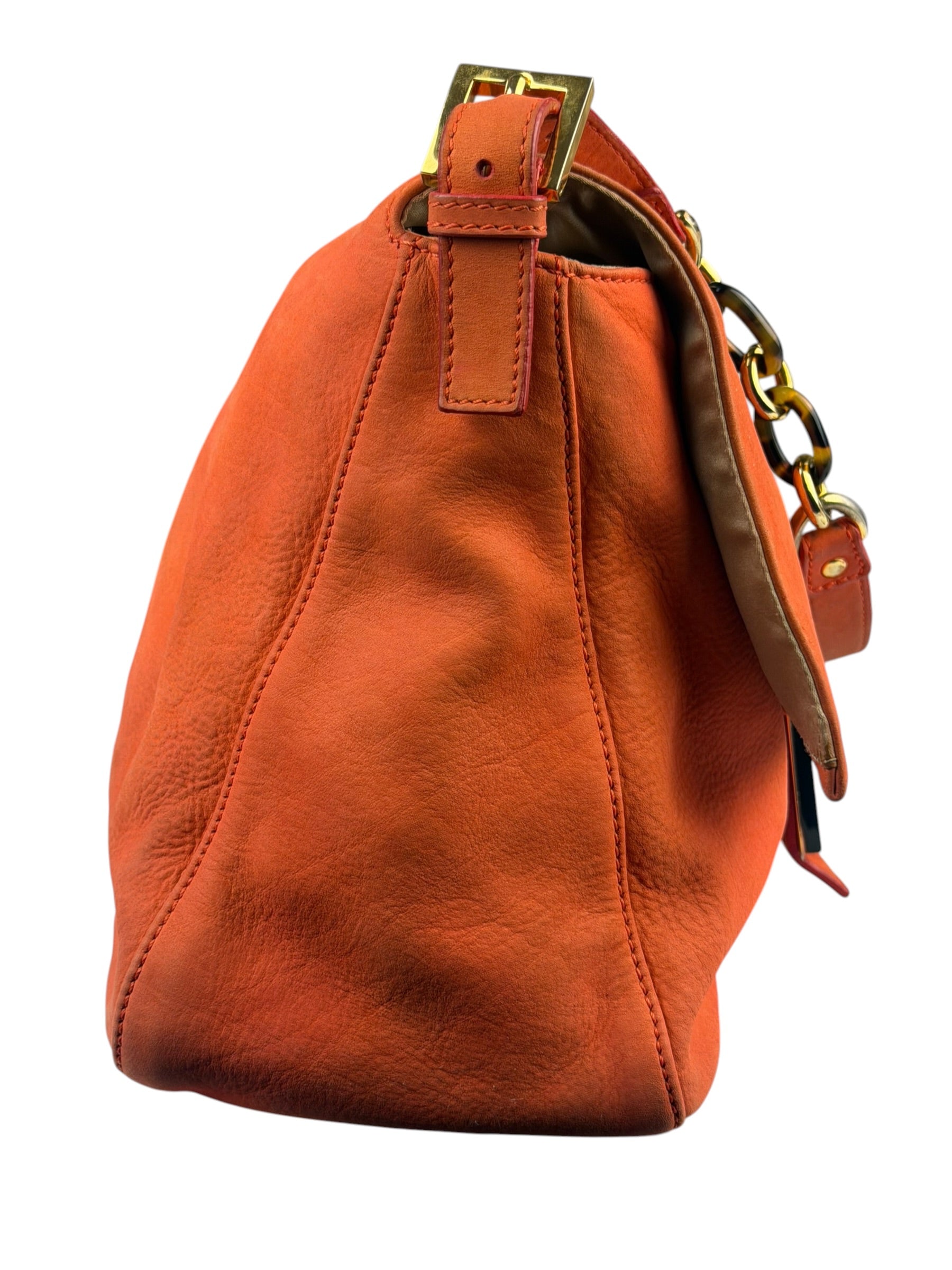 Fendi Vintage Peachy Suede/Leather Forever Flap Mamma Baguette