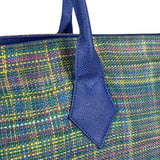 Vivienne Westwood Blue/Green Woven Plaid Saturn Shoulder Bag