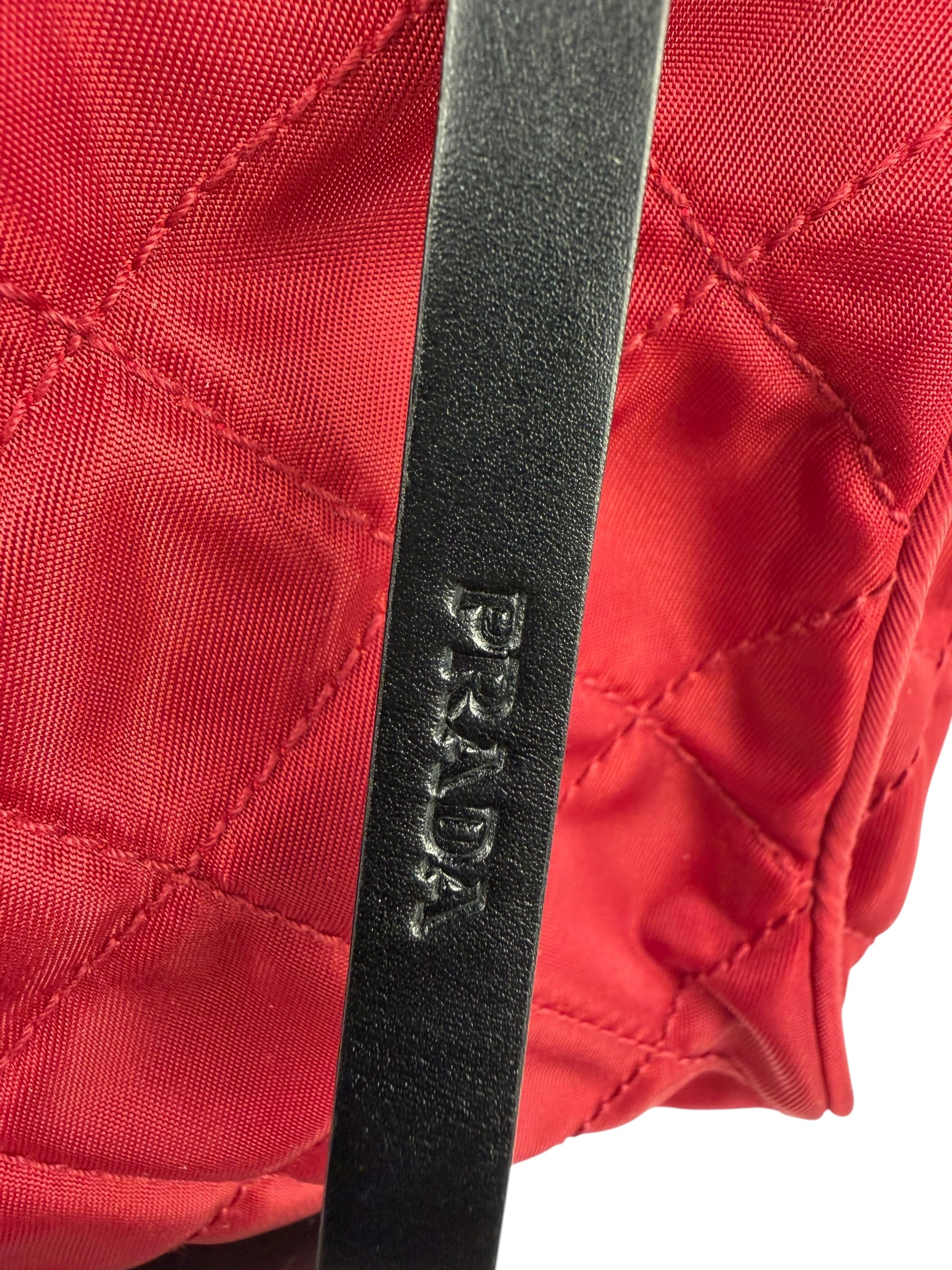 Prada Vintage Red Quilted Nylon Pouch MV599