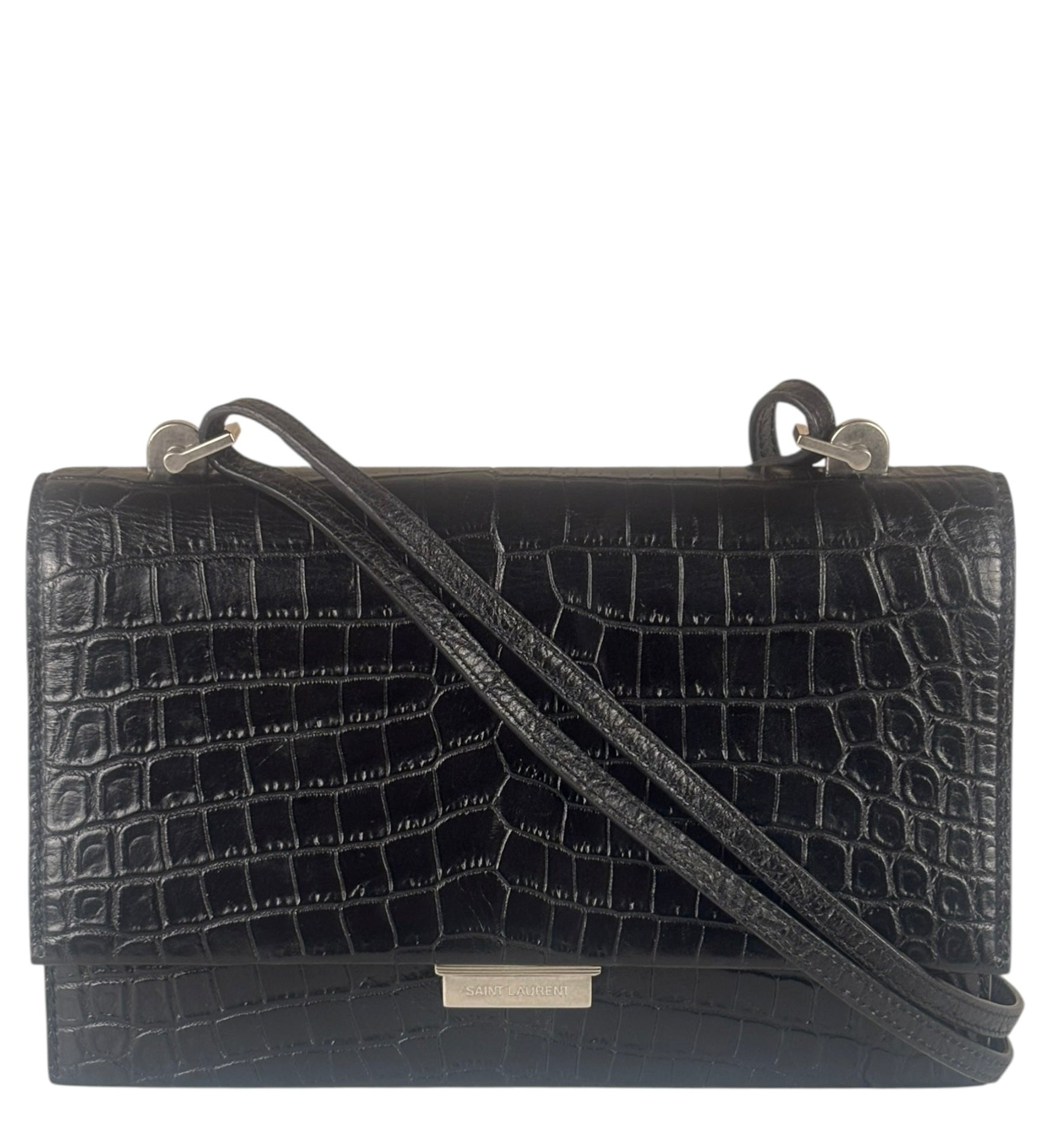 Saint Laurent Black Embossed Babylon Cross Body