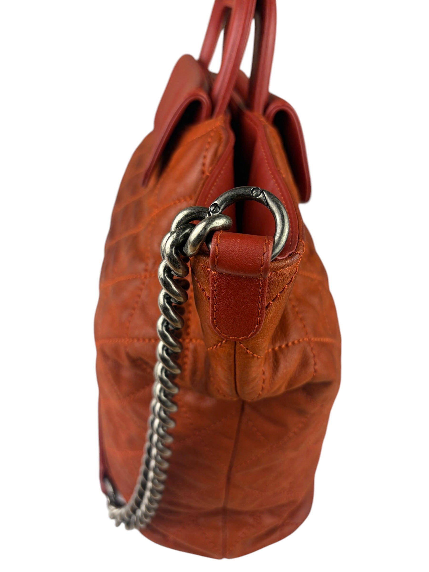 Chanel Orange Quilted Leather Large In The Mix Shopping Two-Way Tote 2011