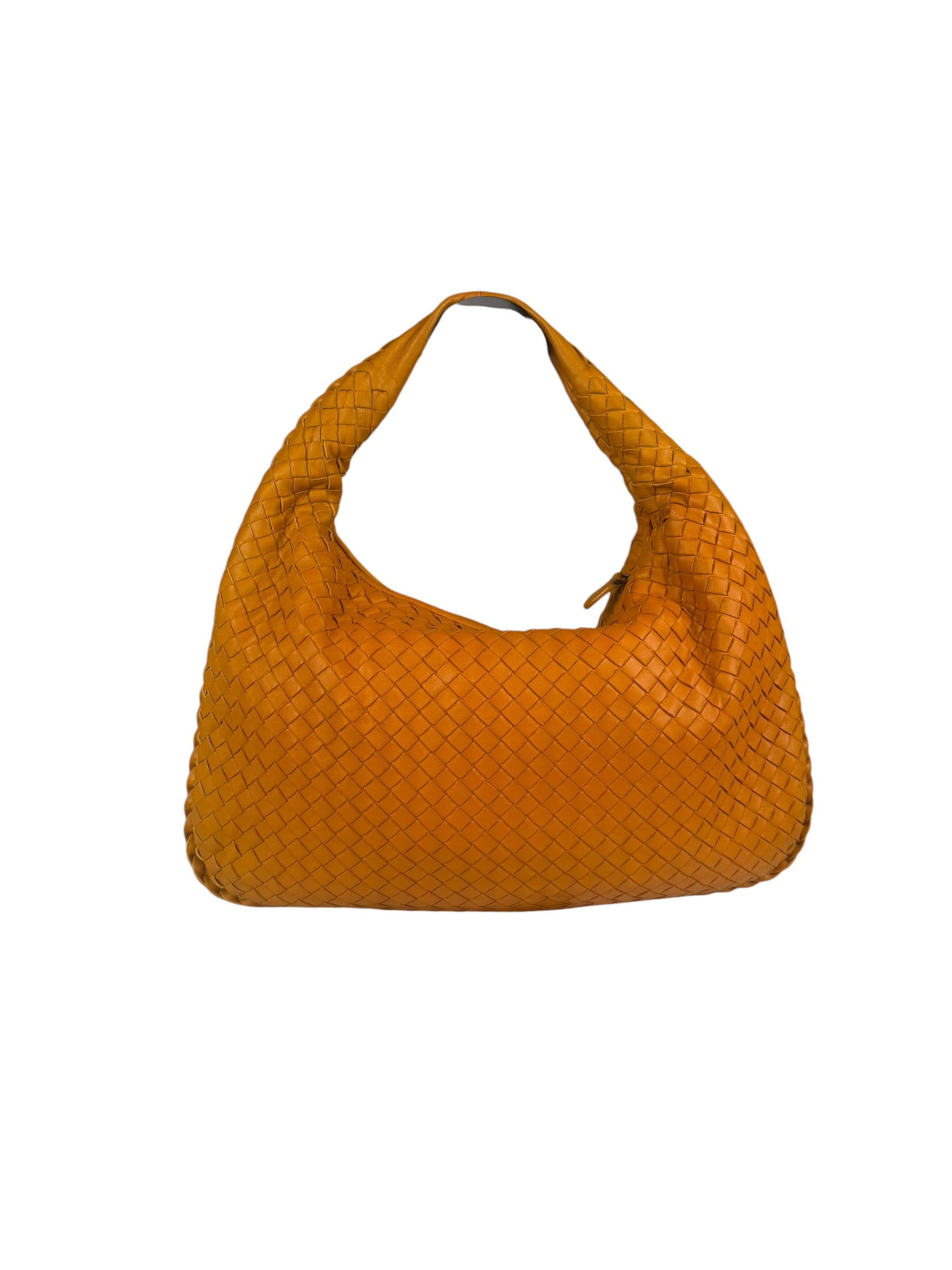Bottega Veneta Orange Leather Intercciato Hobo Bag
