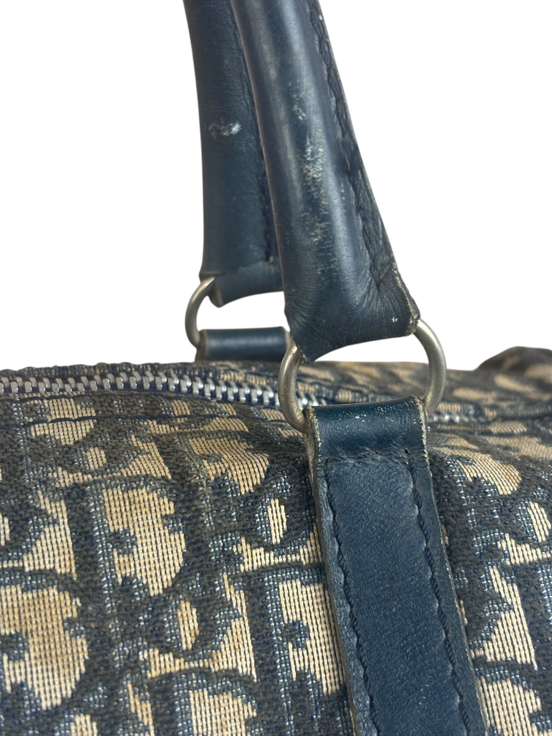 Christian Dior Vintage Navy Blue Trotter Oblique Bowling Boston Hand Bag