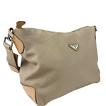 Prada Beige Cloth/Patent Leather Trim Shoulder Bag