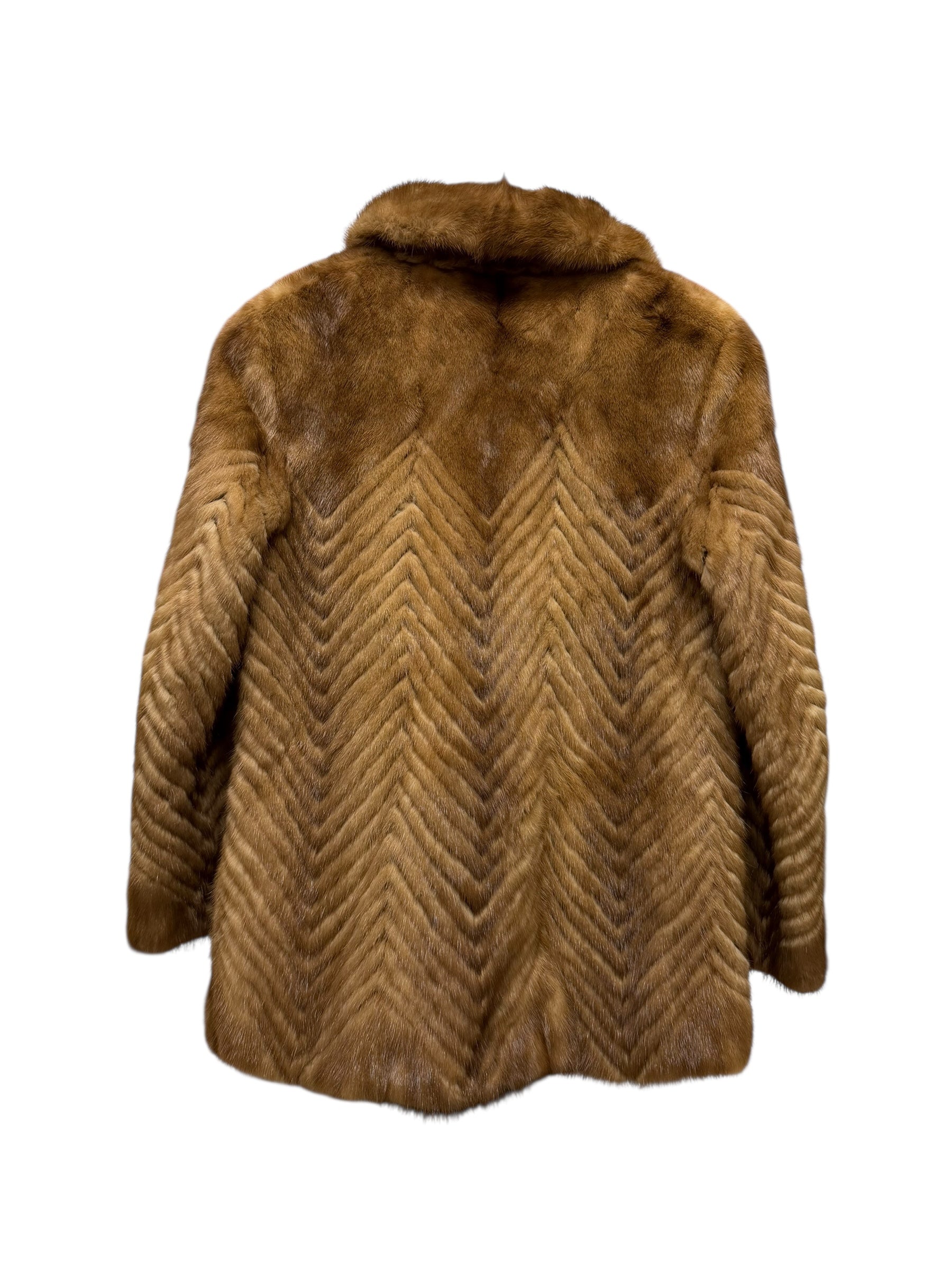 Vintage Light Brown Chevron Mink Fur Coat