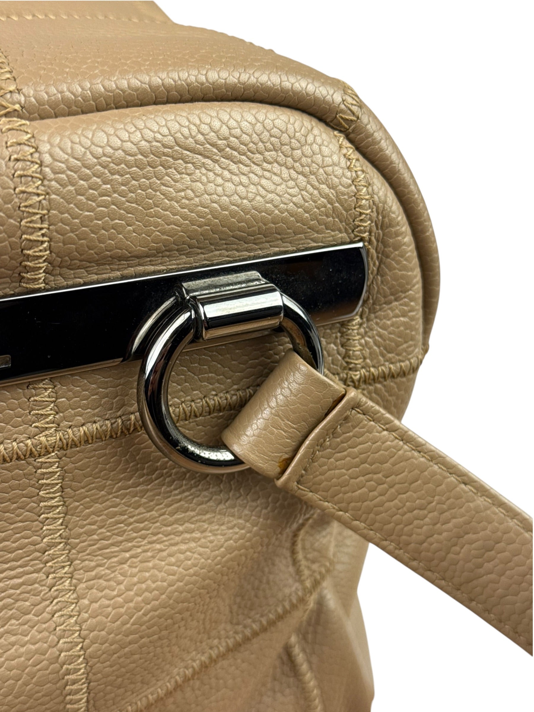 Chanel Beige Leather Chocolate Bar Bowler Bag 2004