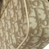 Christian Dior Beige Leather Trim Trotter Floral Embroidered Flap Bag