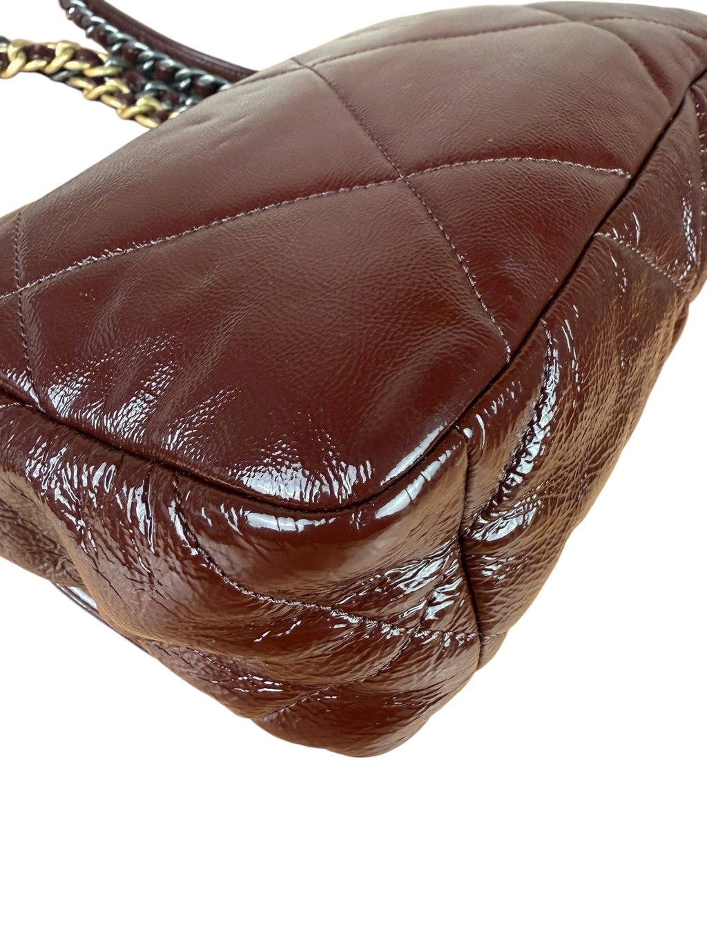 Chanel 19 Burgundy Quilted Patent Leather Two-Way Flap Bag 2020