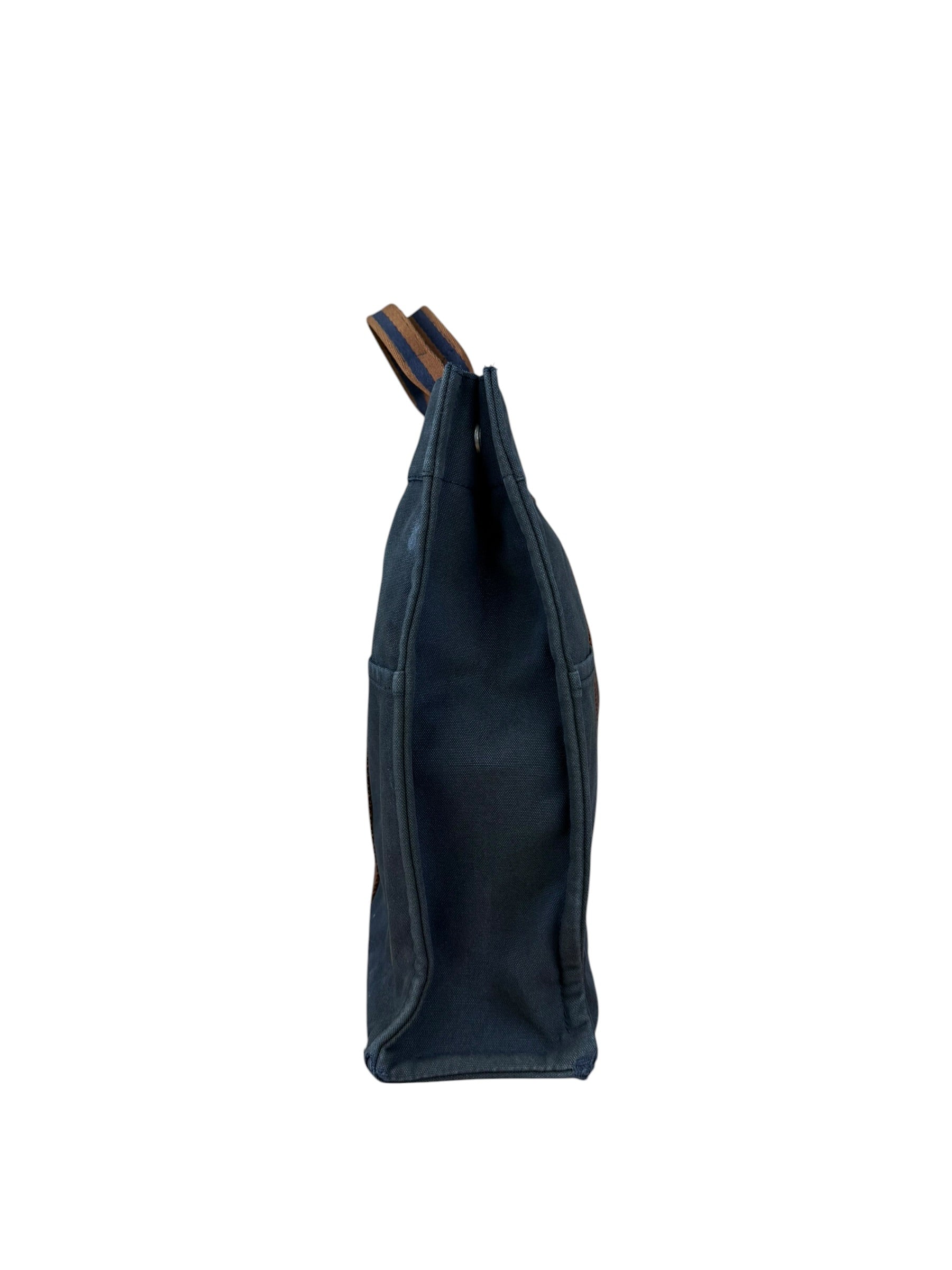 Hermes Vintage Blue/Brown Fourre-Tout Canvas Tote Bag MM