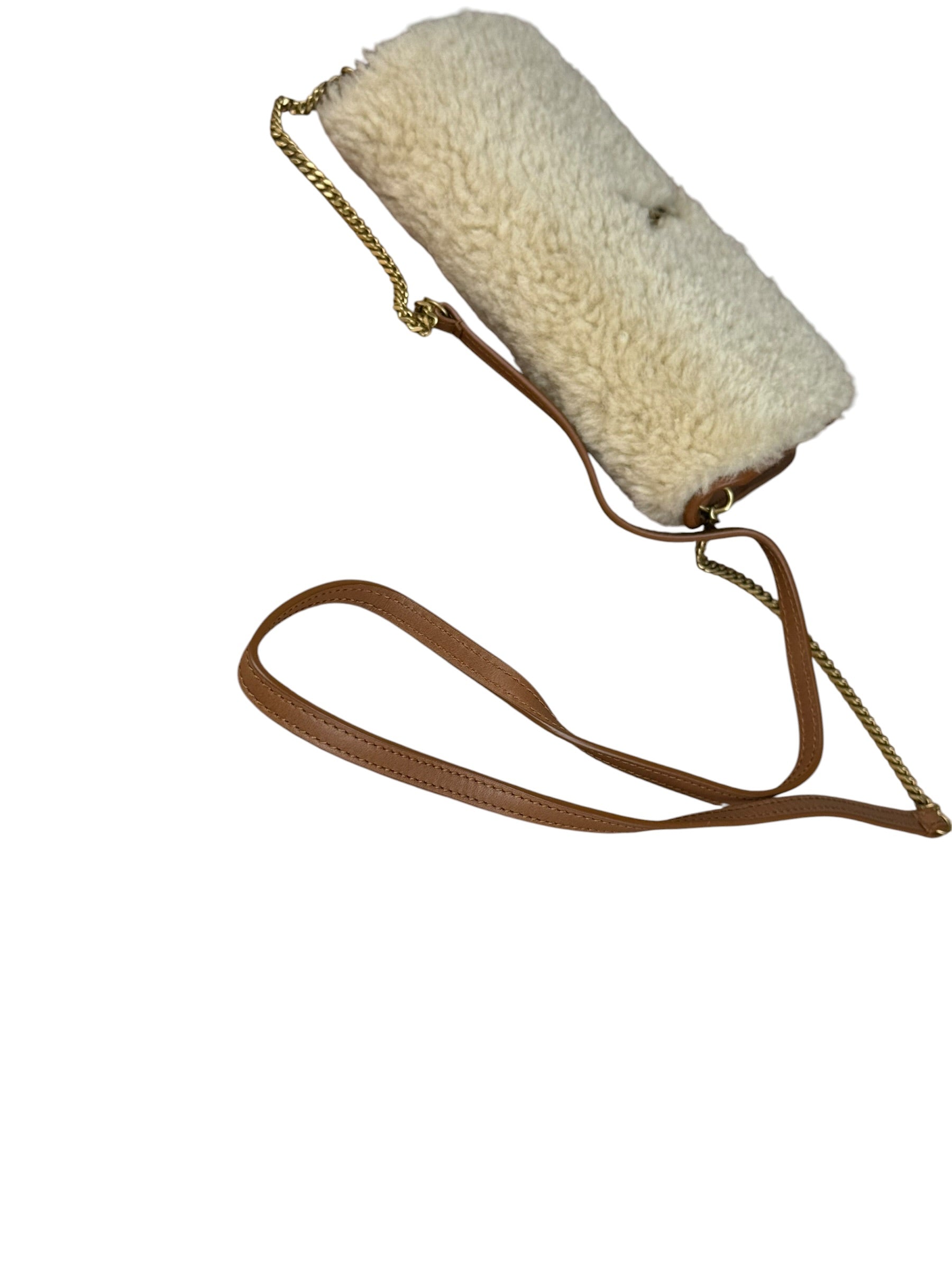 Saint Laurent Shearling/Leather Mini Flap Shoulder Bag