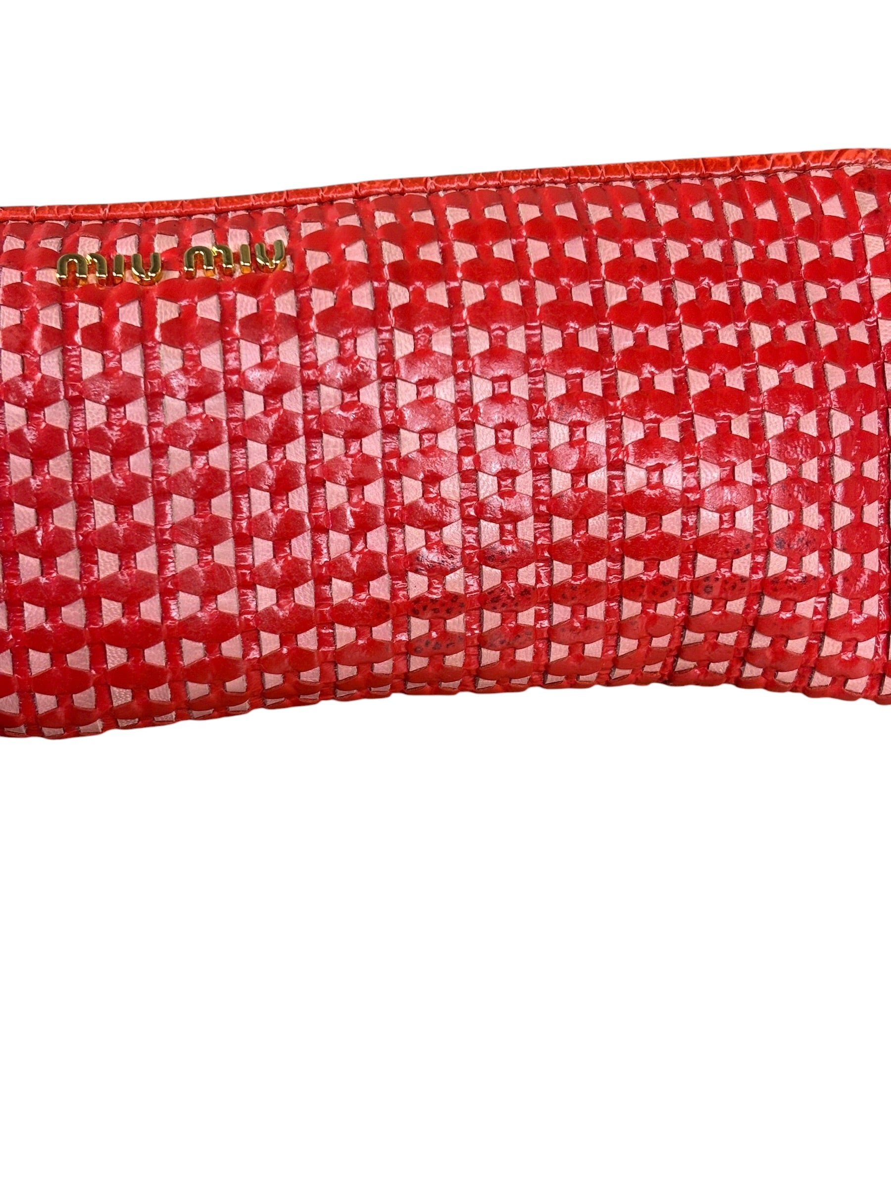 Miu Miu Bicolor Leather Striking Patterned Clutch