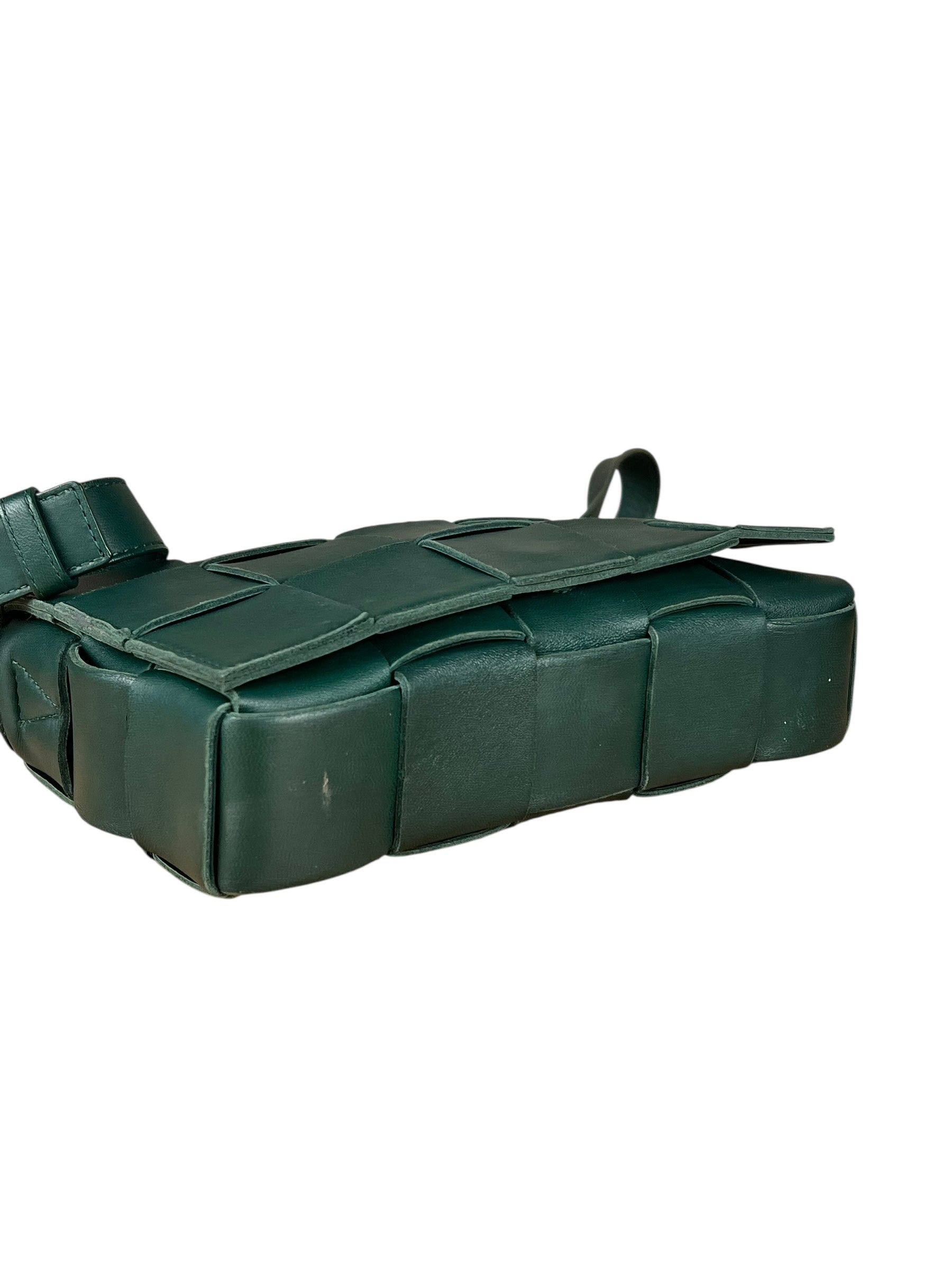 Bottega Veneta Forest Green Intrecciato Cassette Crossbody