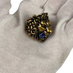 Gucci Lion Head Blue Crystal Ring