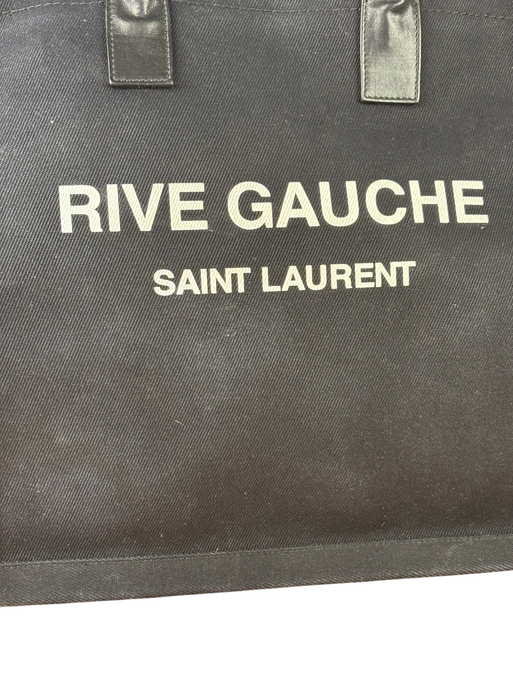 Yves Saint Laurent Black Rive Gauche Canvas Tote
