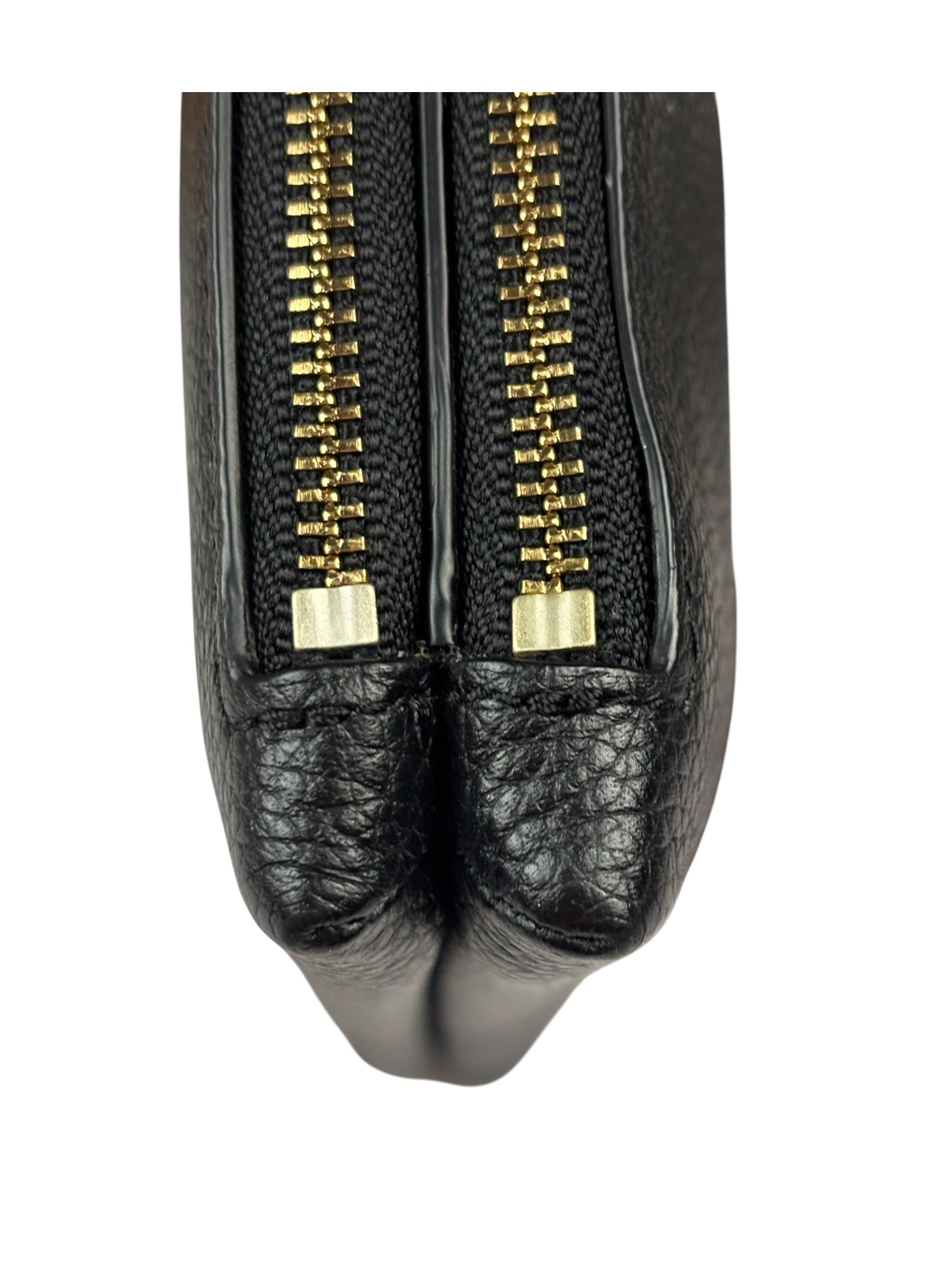 Coach Black Pebbled Leather Dual Zip Wristlet Wallet