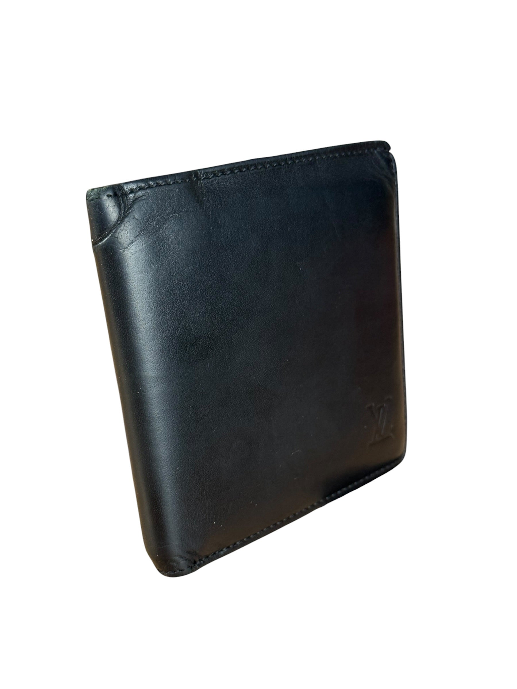 Louis Vuitton Black Leather Bi-Fold Wallet