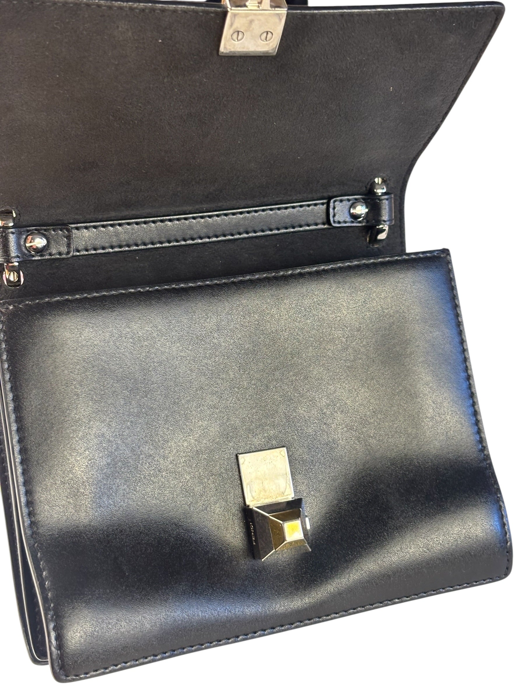 Fendi Black Leather Kan I Monster Eyes Shoulder Bag