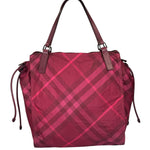 Burberry Plum Nylon/Leather Trim Nova Check Buckleigh Packable Tote