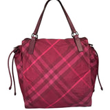 Burberry Plum Nylon/Leather Trim Nova Check Buckleigh Packable Tote