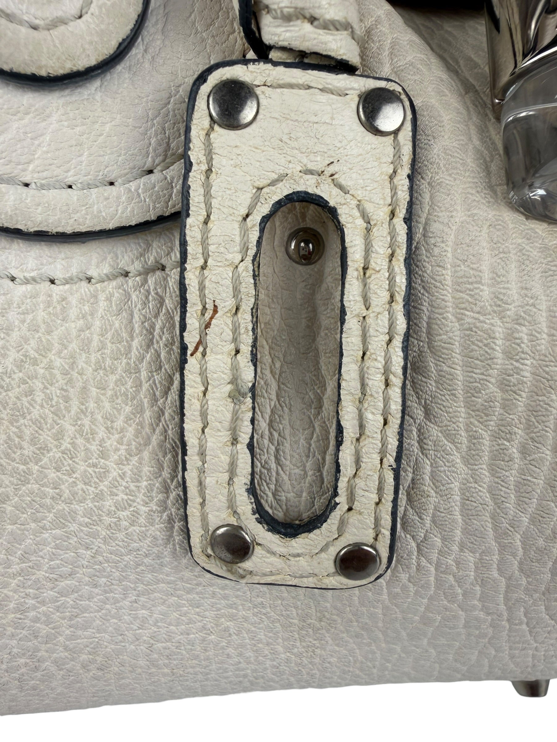 Chloé White Leather Paddington Handbag (Repainted)