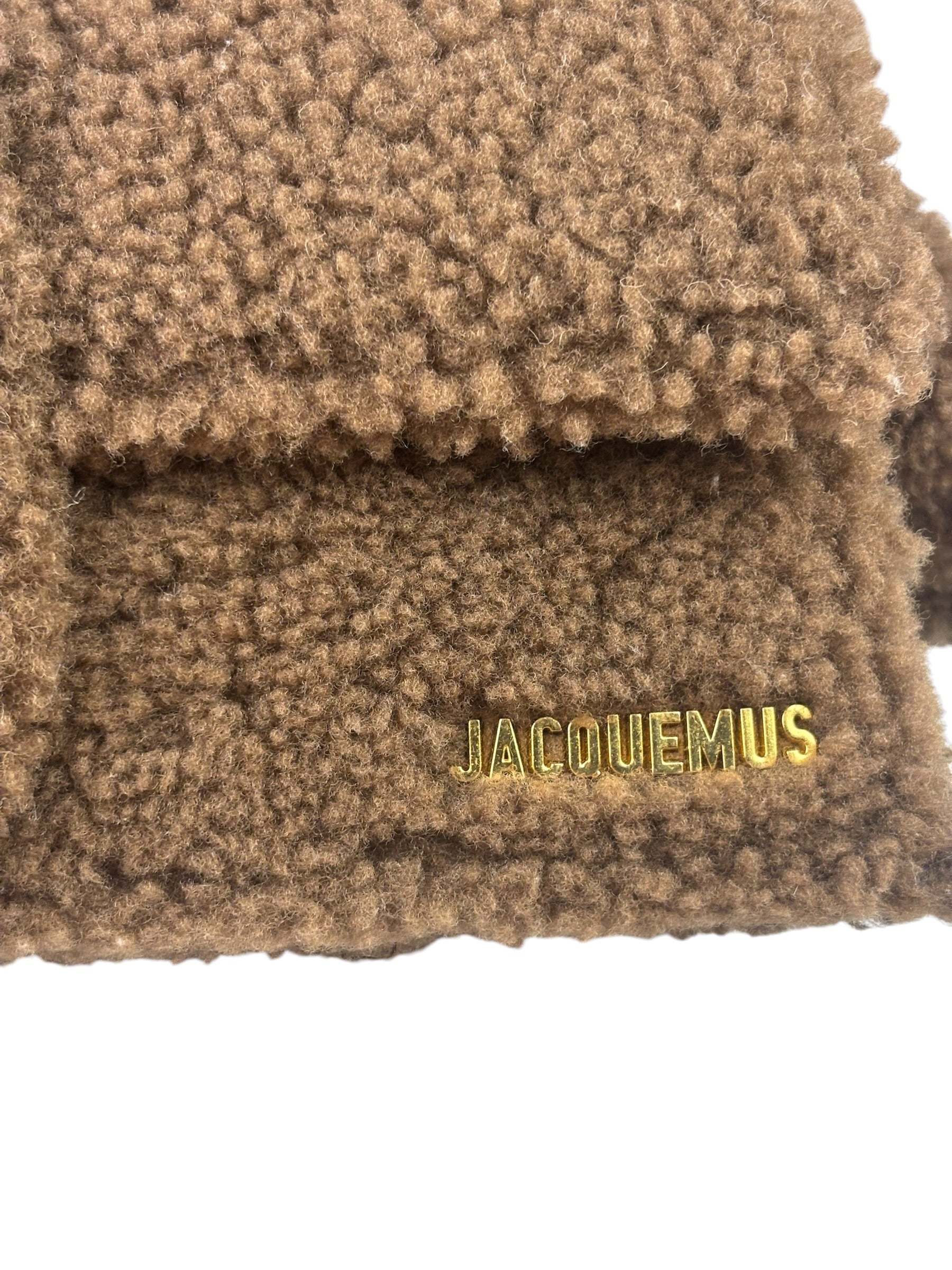 Jacquemus Brown Leather Trim  Le Bambidou Shearling Shoulder Bag