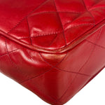 Chanel Red Quilted Lambskin Chain Tote Bag 1990