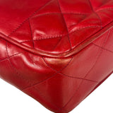 Chanel Red Quilted Lambskin Chain Tote Bag 1990