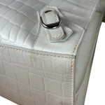 Balenciaga White Crocodile-Embossed Leather Two-Way Bag