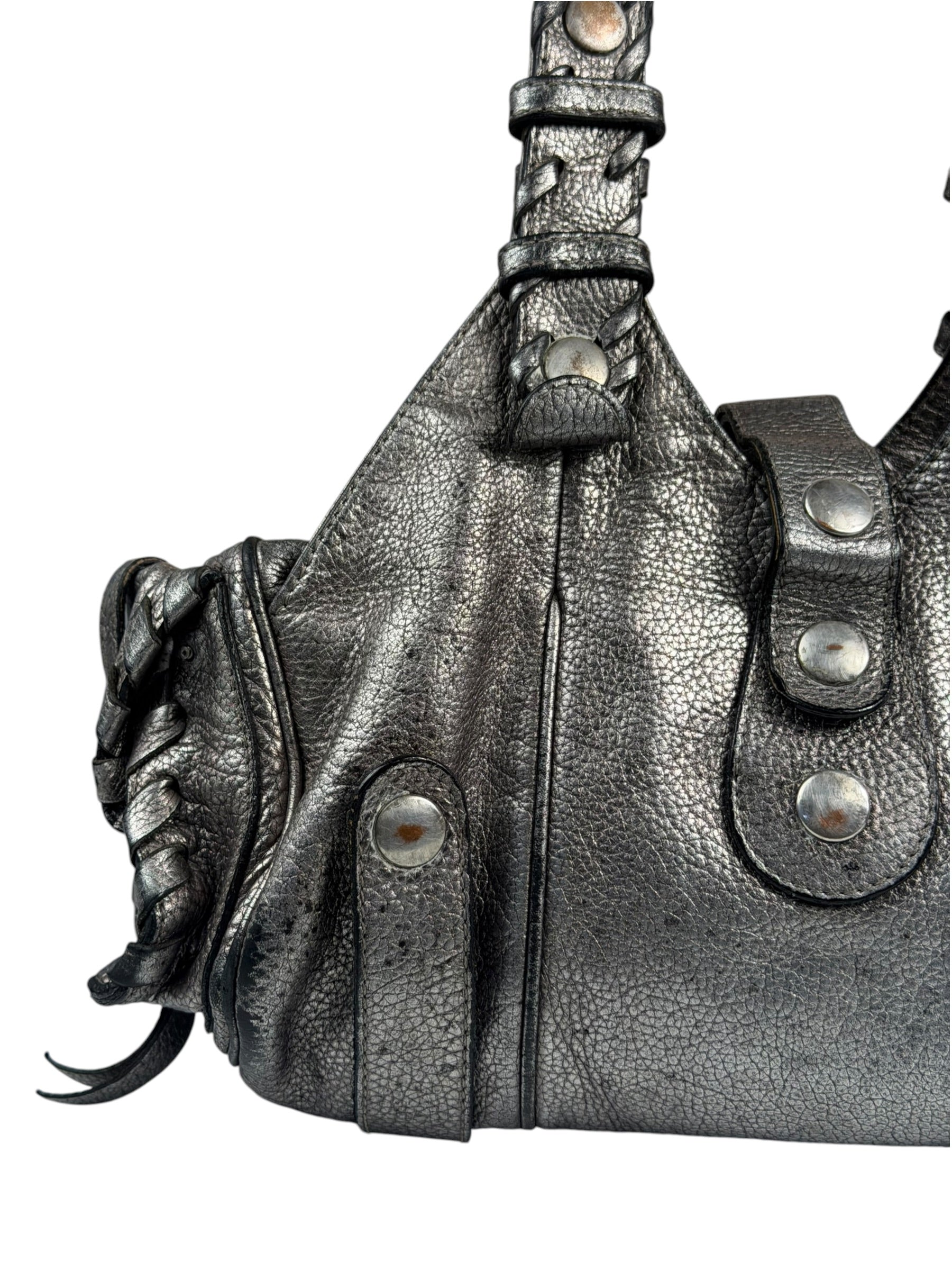 Chloe Metallic Silver Silverado Handbag