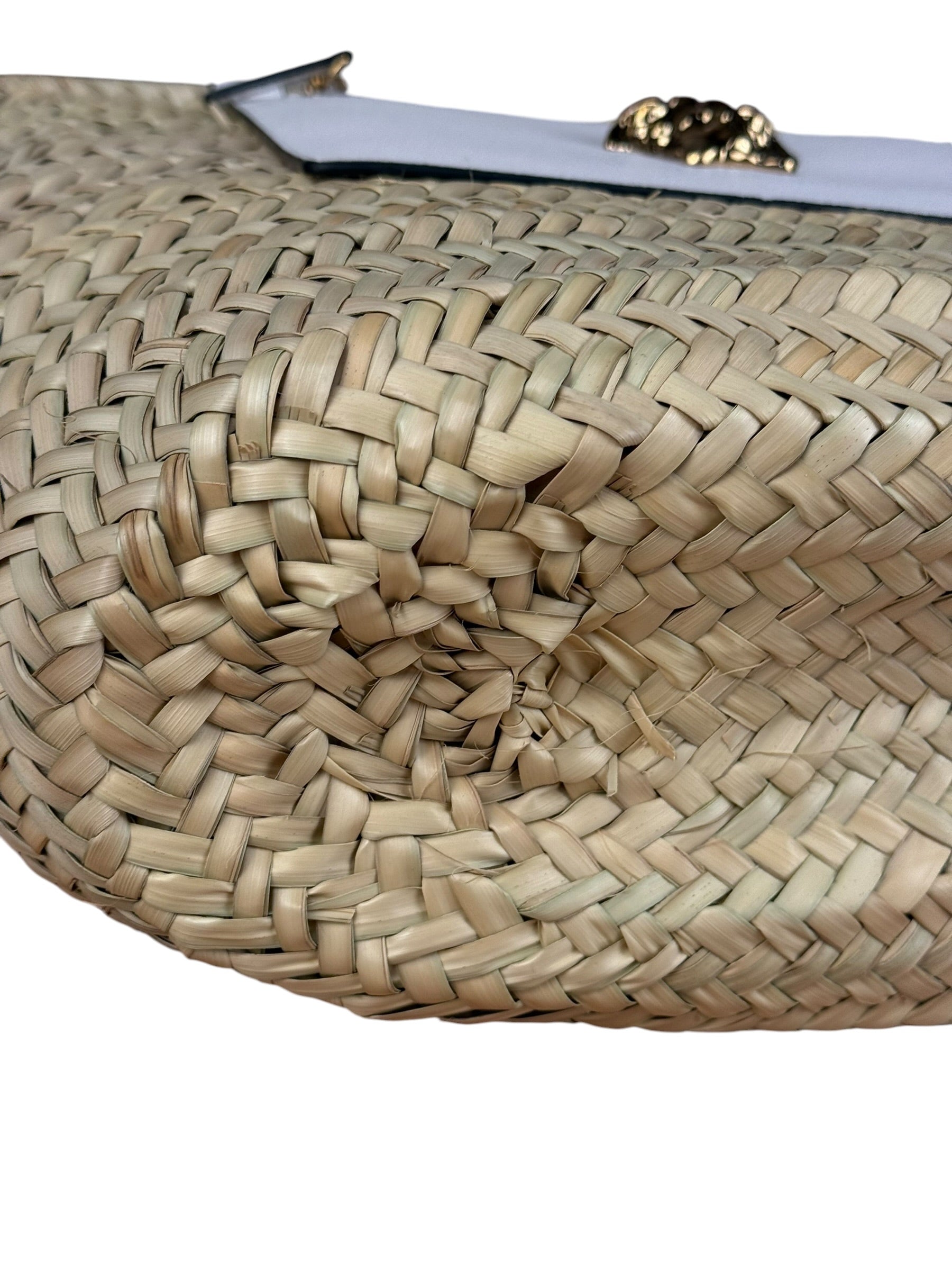 Versace Wicker Woven White Medusa Top Handle Tote