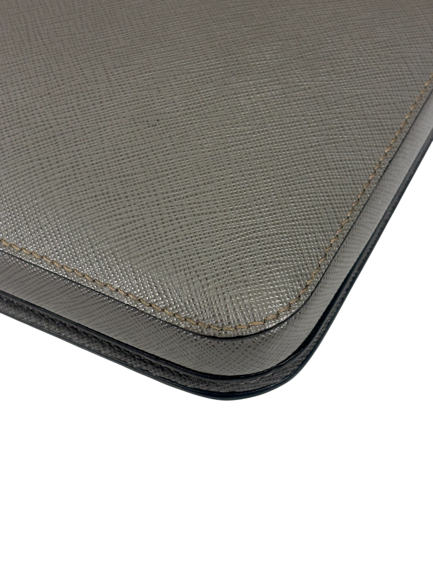 Prada Grey Saffiano Leather Pouch
