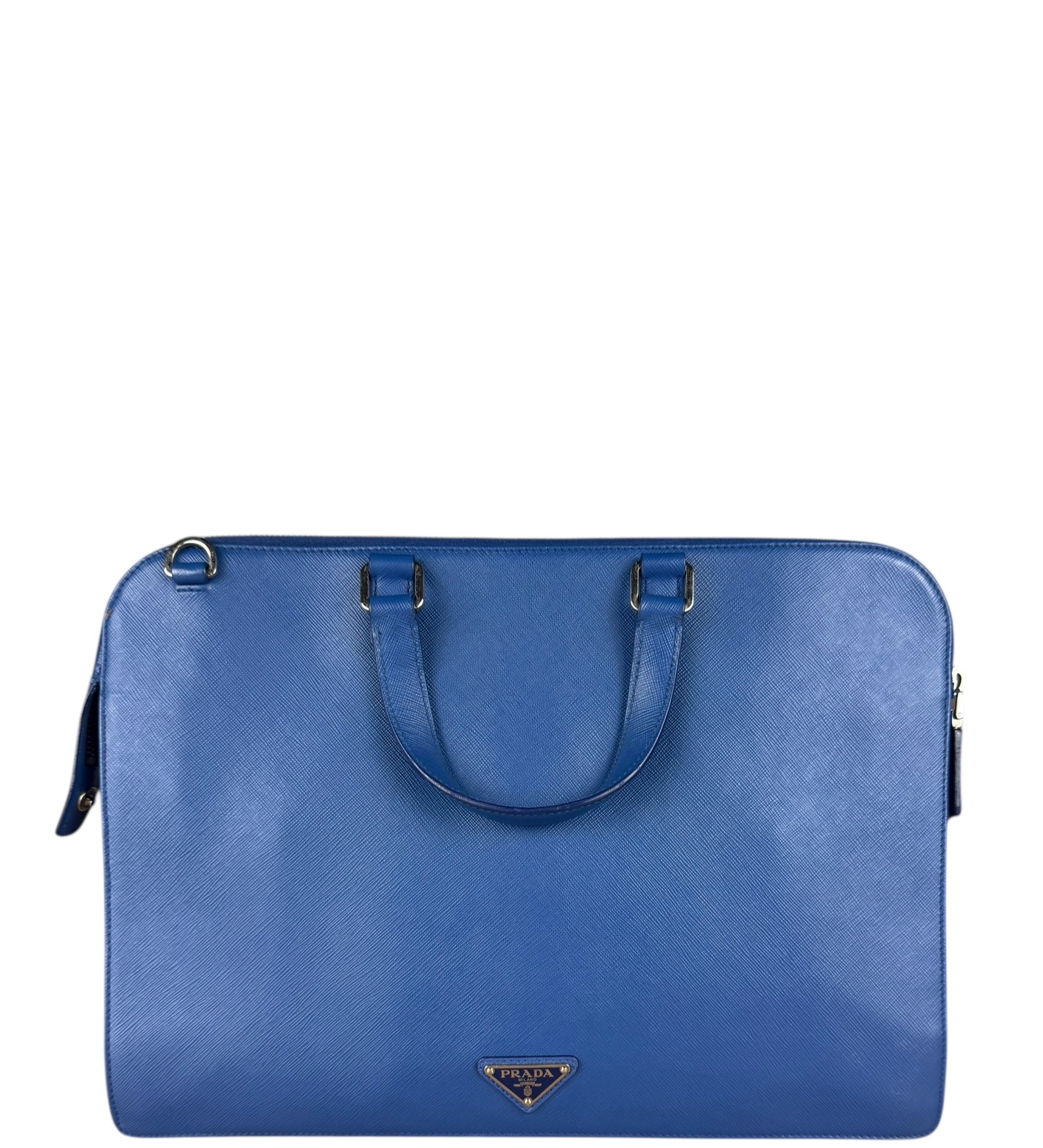 Prada Blue Saffiano Leather 2Way Briefcase Bag