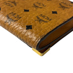 MCM Brown Leather Monogram Studded Long Wallet On Chain
