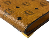 MCM Brown Leather Monogram Studded Long Wallet On Chain