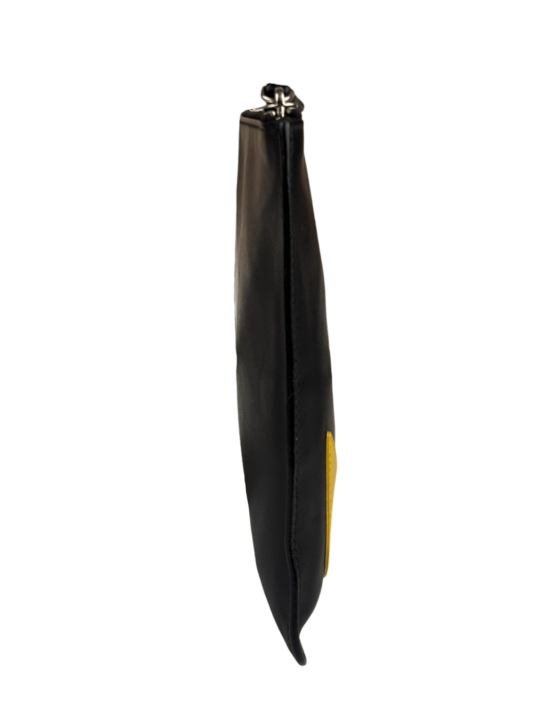 Fendi Black Monster Eye Leather Pouch/Clutch