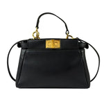 Fendi Black Leather Nano Peekaboo Two-Way Bag