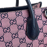 Gucci Bicolor Leather Trim GG Canvas Two-Way Tote Bag