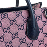 Gucci Bicolor Leather Trim GG Canvas Two-Way Tote Bag