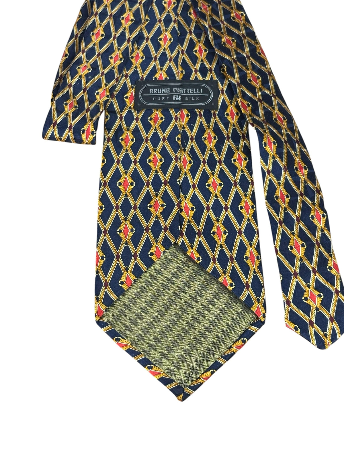 Bruno Piattelli Navy/Golden Diamond Print Tie