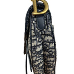 Christian Dior Navy Leather Trim Trotter Saddle Two-Way Bag