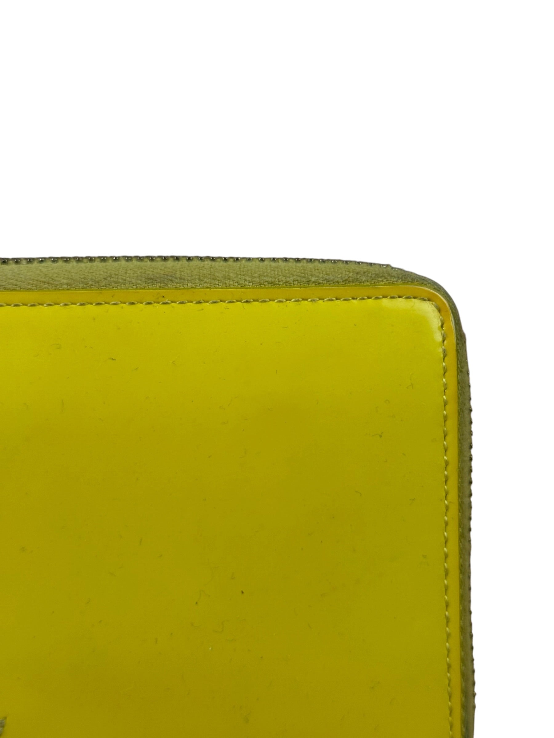 Yves Saint Laurent Yellow Patent Leather Zip-Around Long Wallet