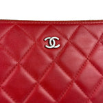Chanel Vintage Red Leather Classics O-Case Clutch 1992