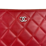 Chanel Vintage Red Leather Classics O-Case Clutch 1992