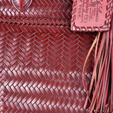 Polo Ralph Lauren Red Woven Leather Tote