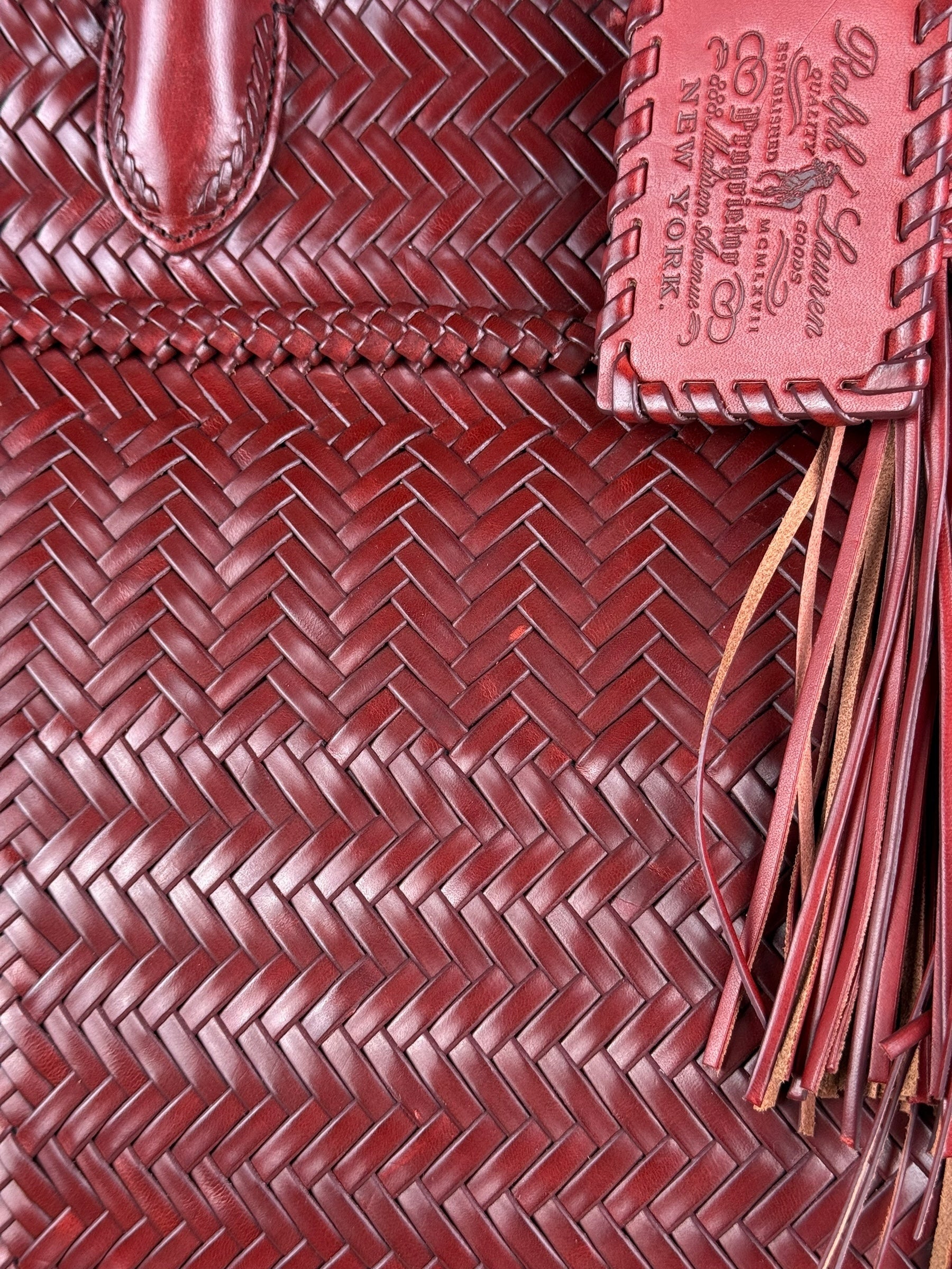 Polo Ralph Lauren Red Woven Leather Tote