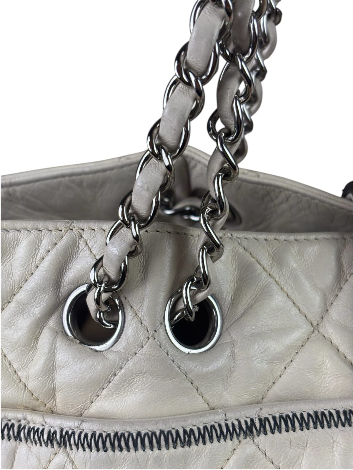 Chanel Cream Quilted Lambskin East/West Reissue Tote 2008