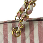 Chanel Vintage Pink/Cream Denim Maxi Stripped Tote 1994