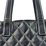 Chanel Black Leather Wild Stitch Surpique Tote 2005